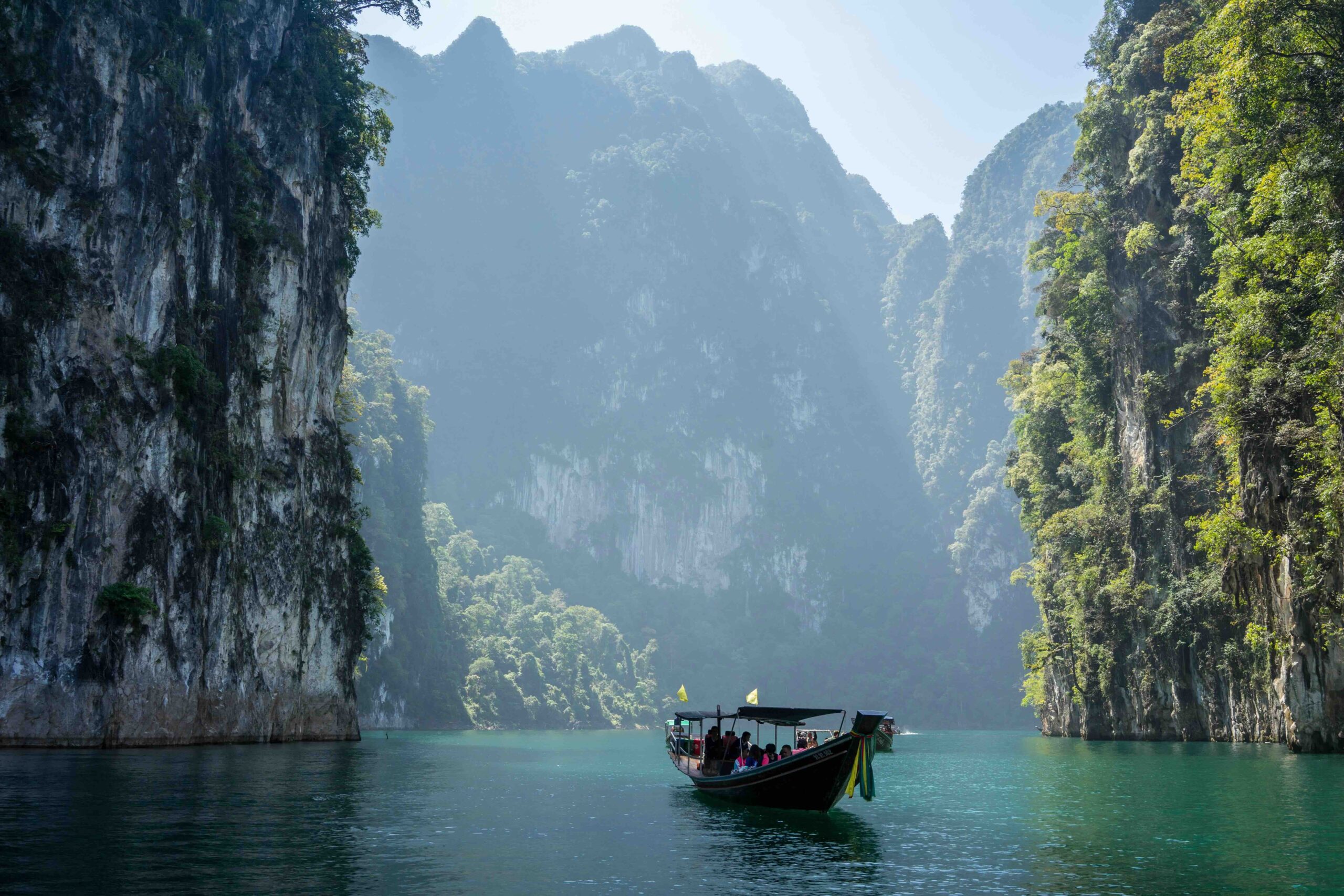 Khao Sok National Park, Khlong Sok, Thailand. Traditional boat in the middle of a national park in Thailand.